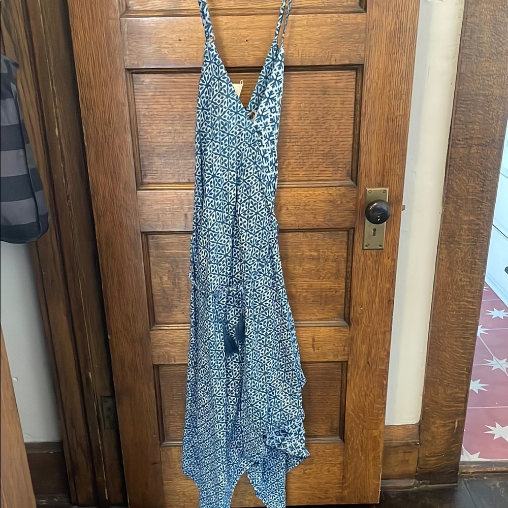 Blue Patterned World Market Jumpsuit